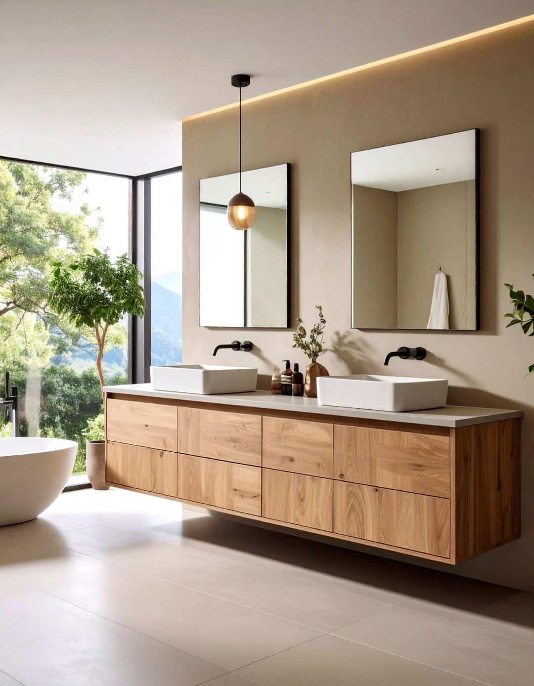 Seamless Microcement Bathroom Wall - 20 Bathroom Wall Ideas