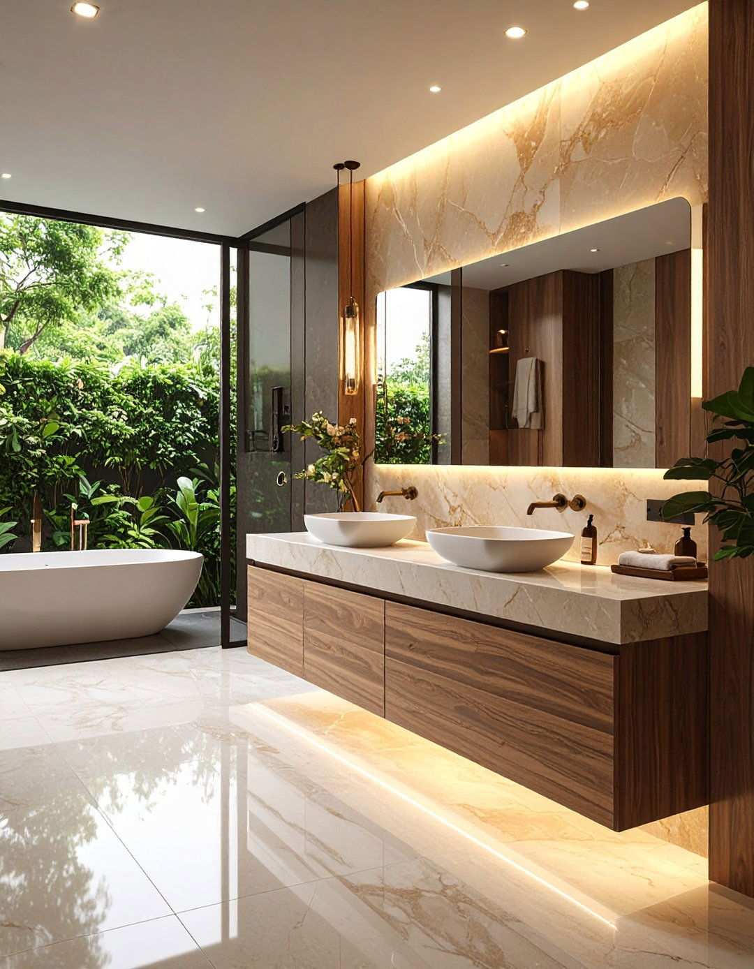 Seamless Quartz Slab Backsplash - 20 Bathroom Backsplash Ideas