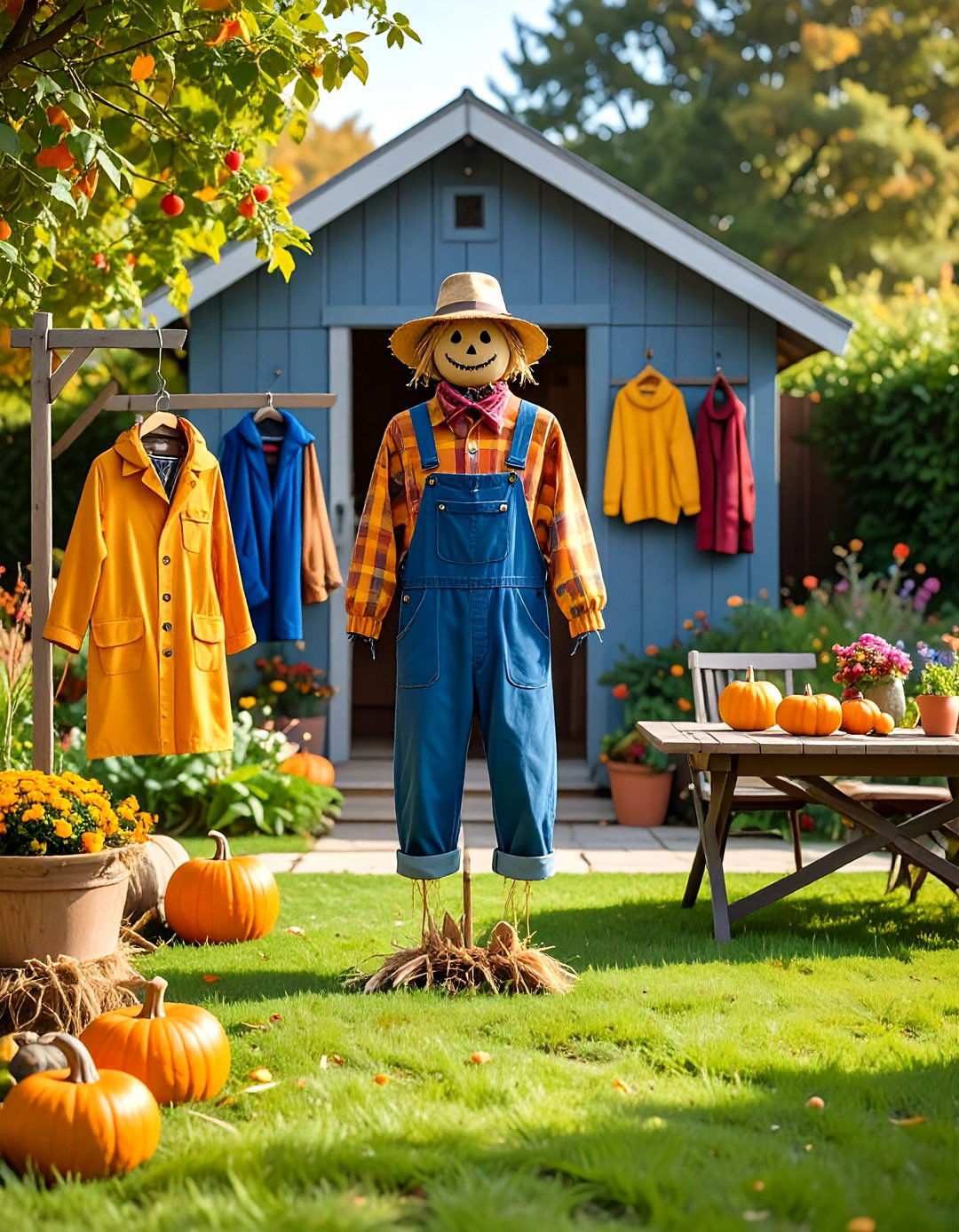 Seasonal Costume Switch Out Scarecrow - 20 Garden Scarecrow Ideas