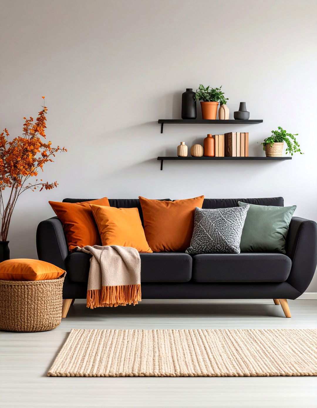 Seasonal Swaps for Flexibility - 20 Black and Orange Living Room Ideas