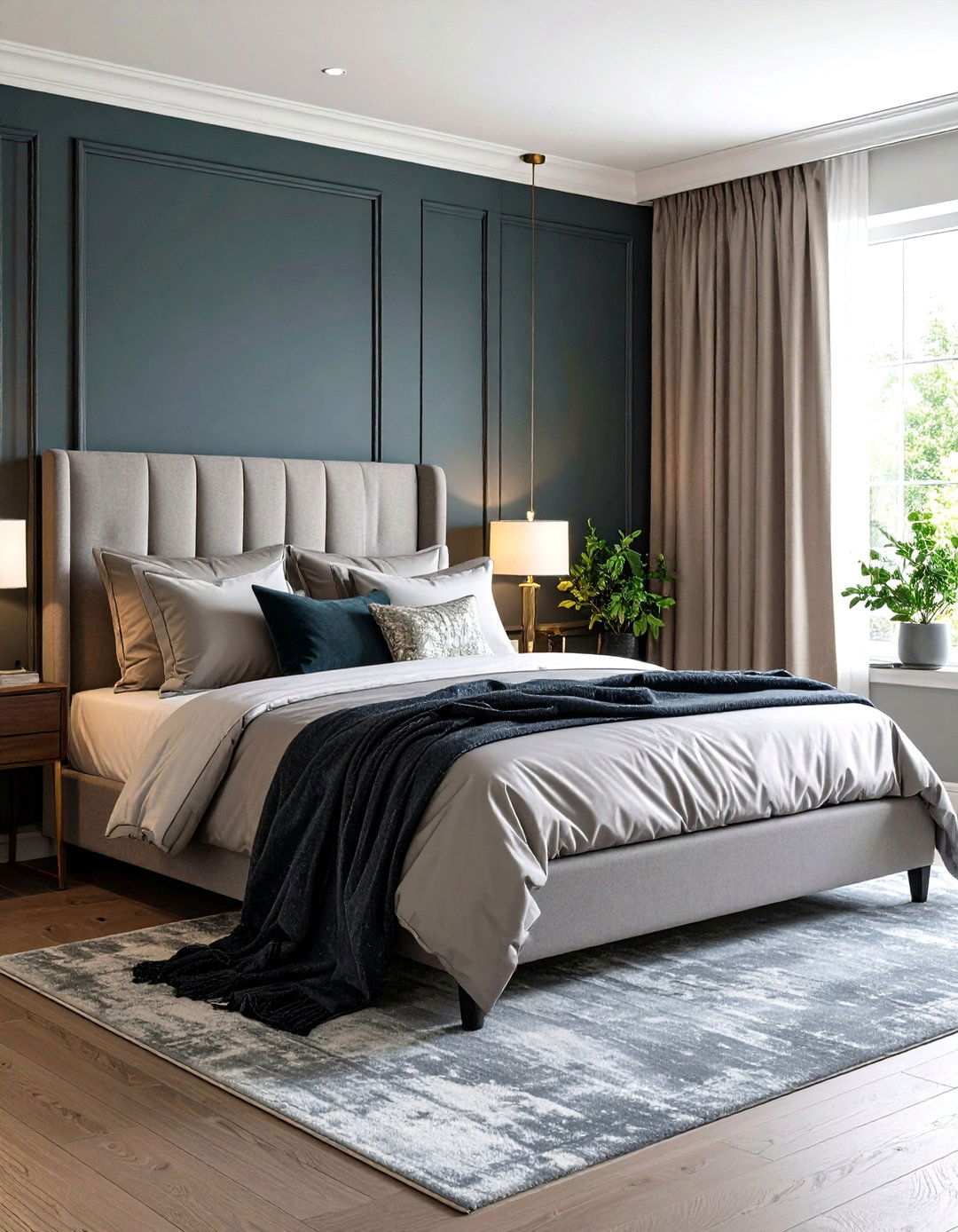 Serene Soft Black Bedroom Layered with Dove Grey Silver - 20 Black and Silver Bedroom Ideas