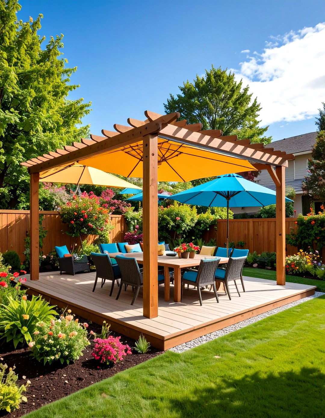 Shade Sails and Umbrellas Cool the Backyard Oasis - 20 Backyard Oasis Ideas