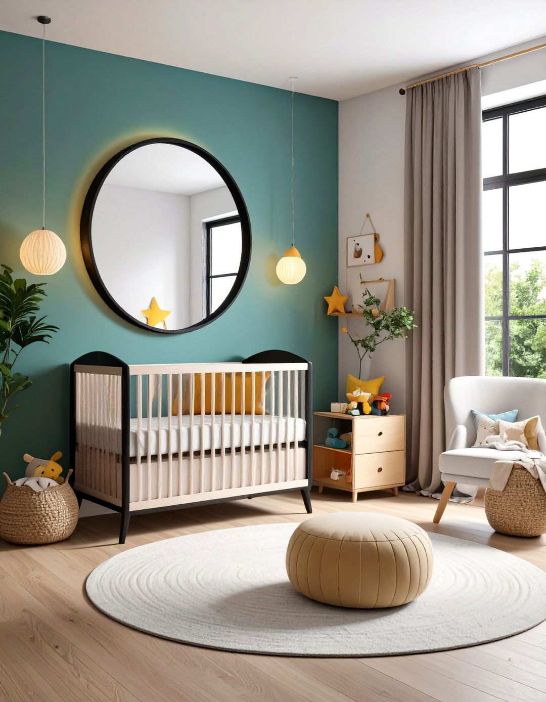 Shatter Safe Framed Mirror - 20 Black and White Nursery Ideas