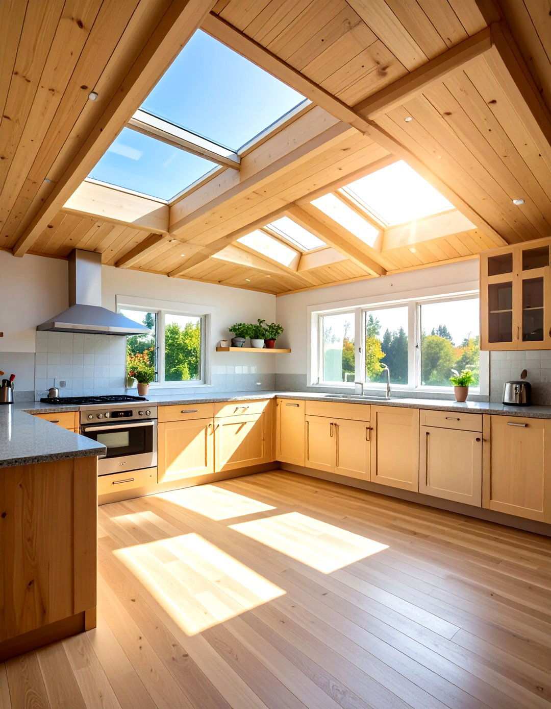 Skylight Framed Beadboard Ceiling for Sun Drenched Spaces - 20 Beadboard Ceiling Design Ideas