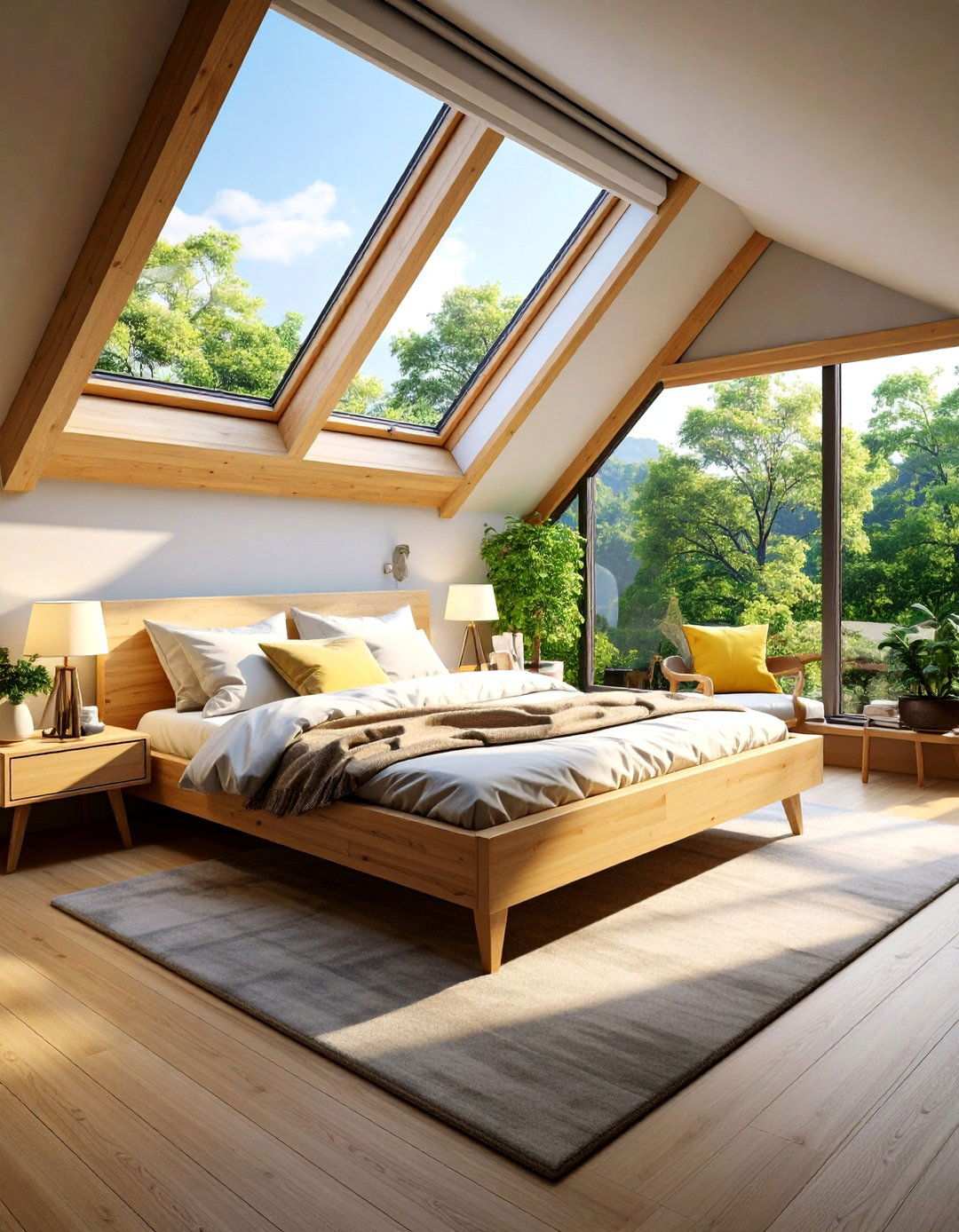 Skylight Framed Bed Nook for Stargazing - 20 Bed Nook Ideas