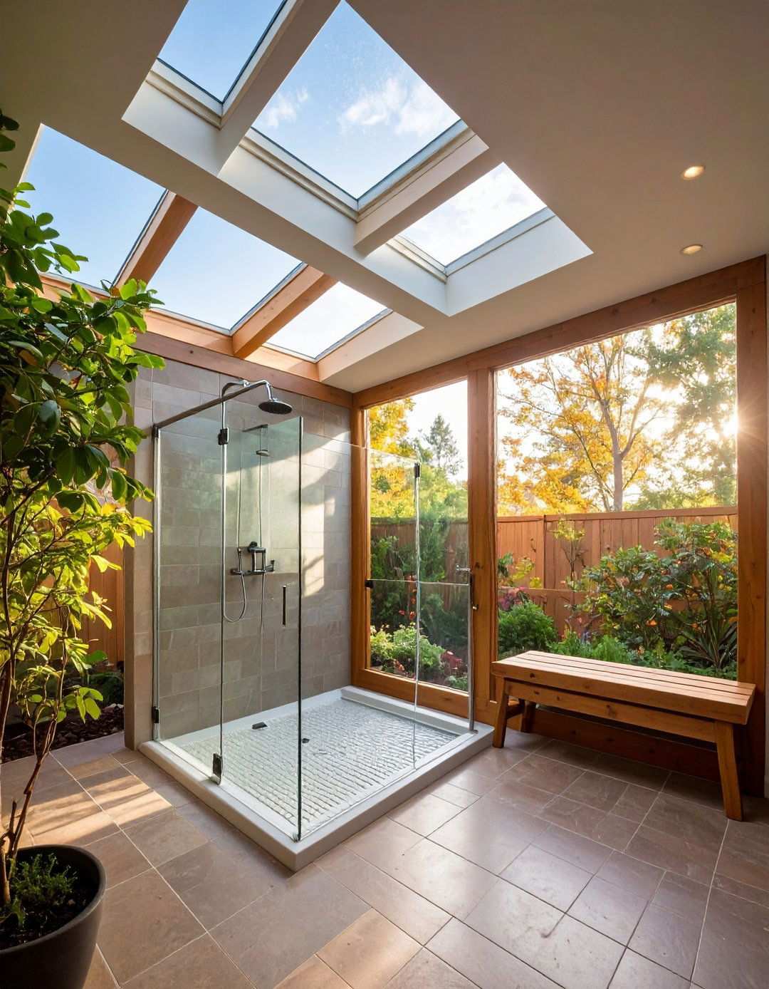 Skylight Lit Shower - 20 Bathroom Shower Ideas