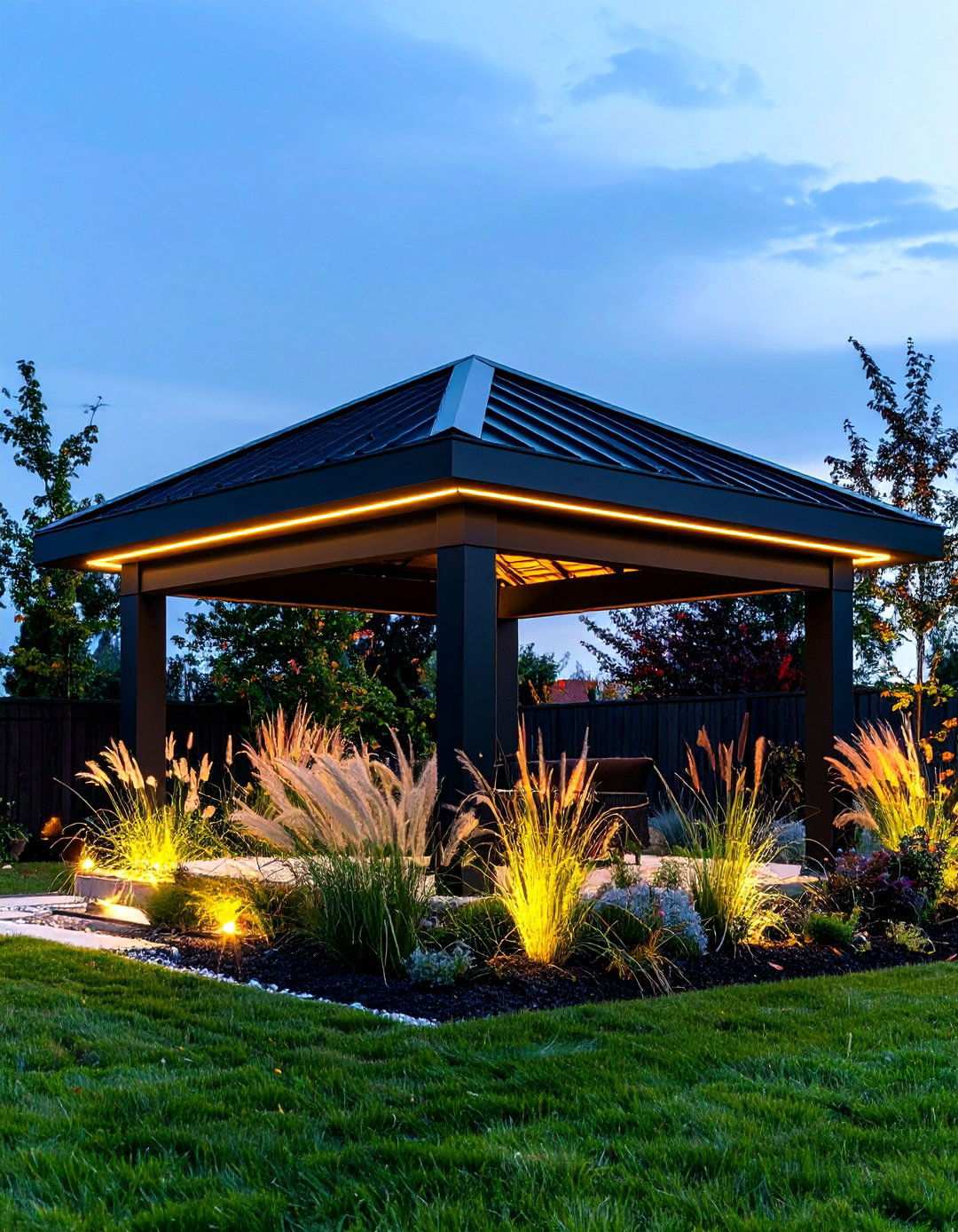 Sleek Metal Frame Gazebo for a Modern Look - 20 Backyard Gazebo Ideas