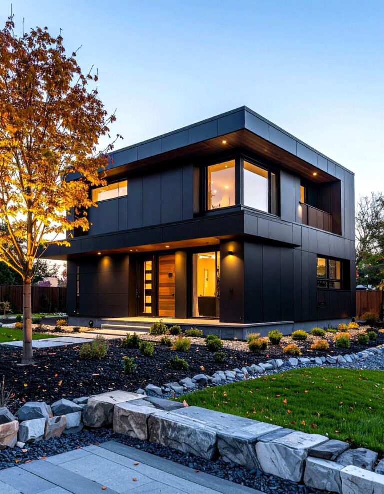 Sleek Modern Minimalism with a Fully Black Exterior - 20 Black House Exteriors & Paint Colors