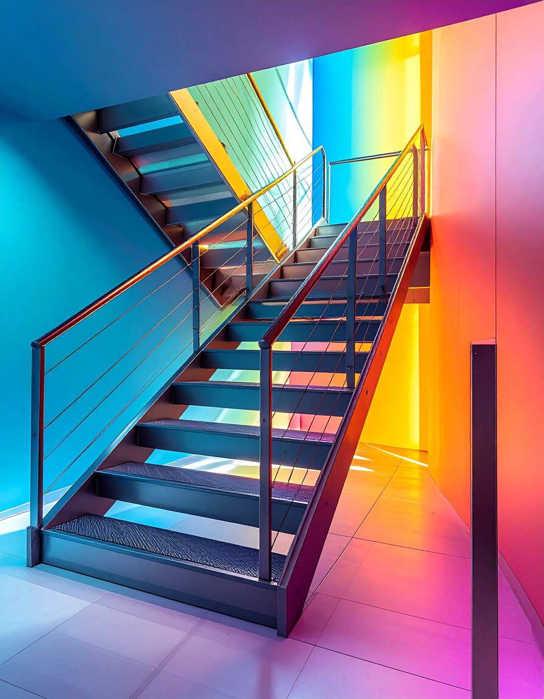 Sleek Open Riser Metal Basement Stairs - 20 Basement Stair Ideas