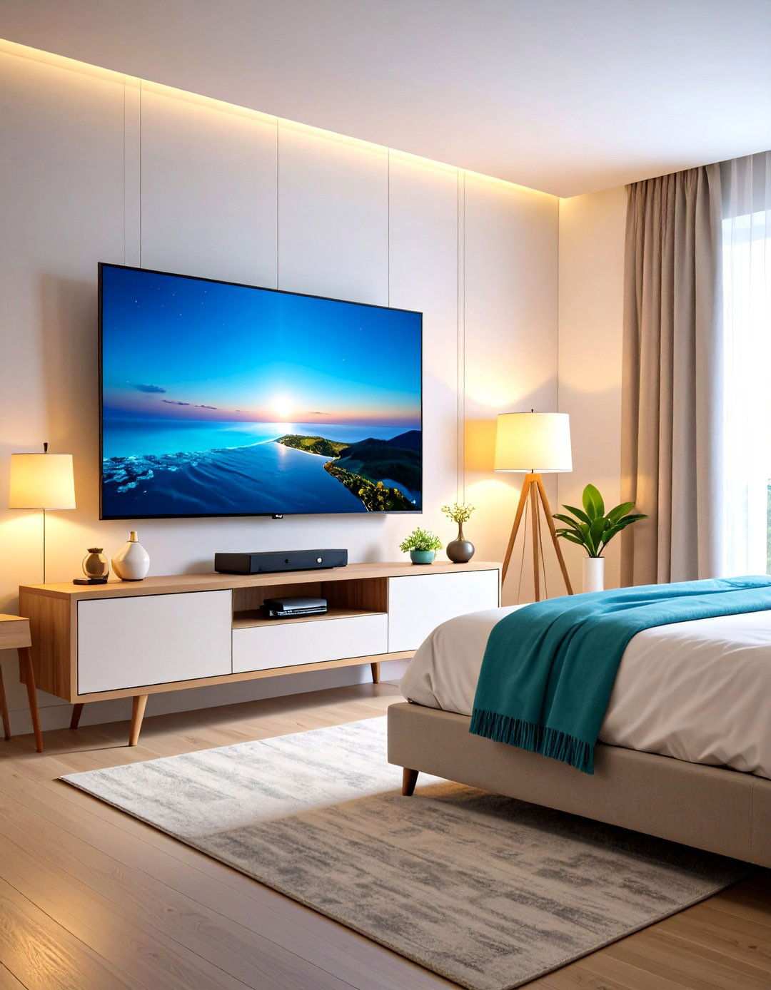 Sleep Timer and Low Blue Modes on a Bedroom TV - 20 Bedroom Tv Ideas