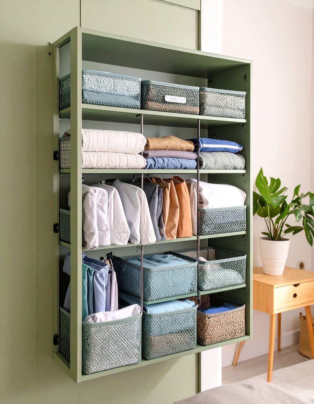 Slim Rolling Cart Parks Spare Bedding Anywhere - 20 Bedding Storage Ideas