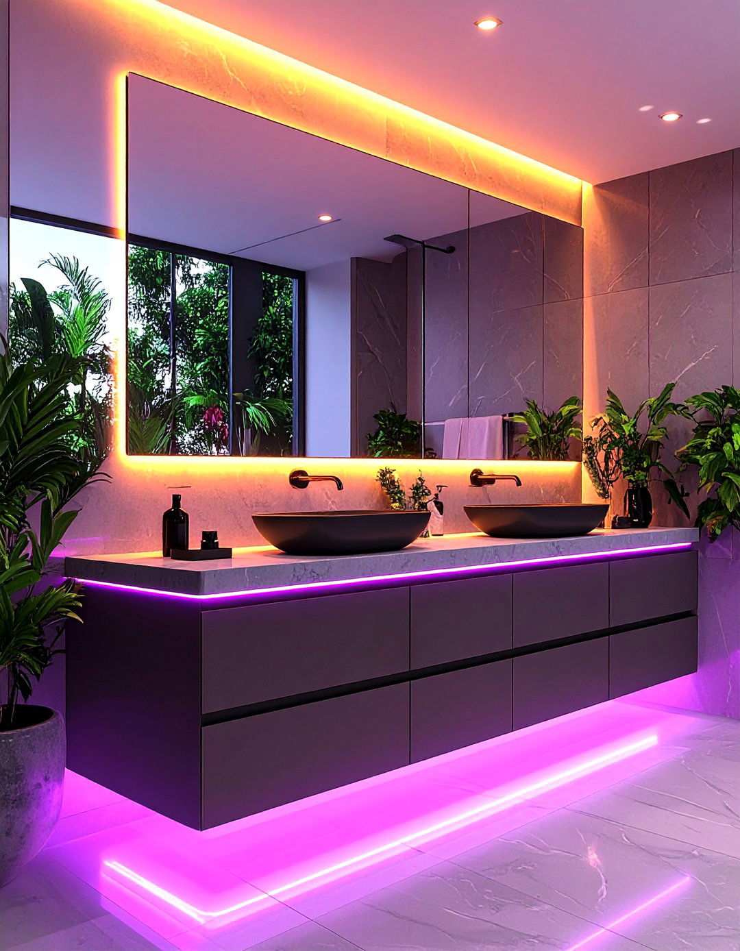 Smart Technology Bathroom Countertop with Wireless Charging - 20 Bathroom Countertop Ideas