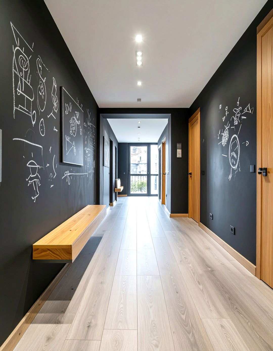 Soft Black Chalkboard Paint Hallway - 20 Black Hallway Ideas