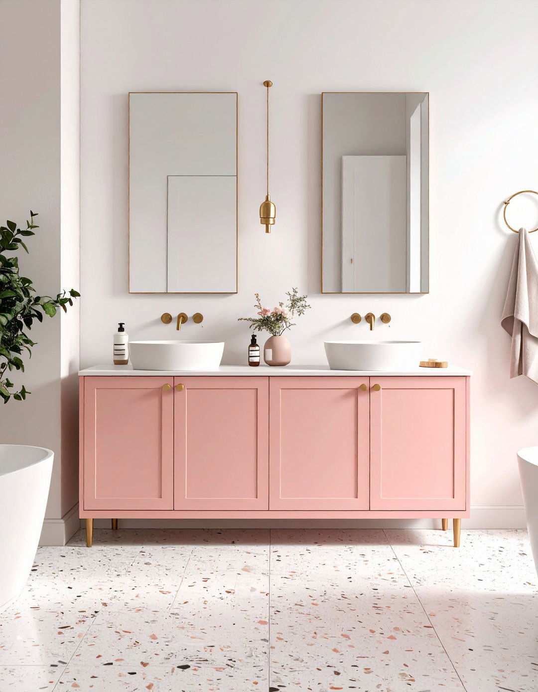 Soft Blush Pink Cabinets - 20 Bathroom Cabinet Color Ideas