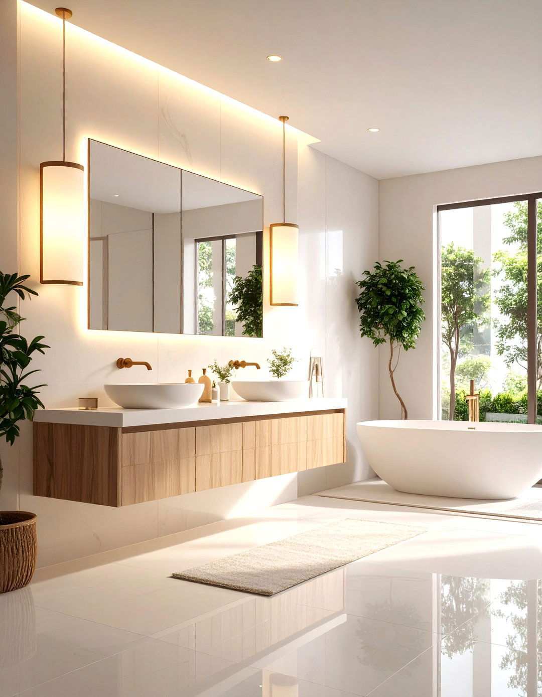 Soft Lighting for Neutral Bathroom - 20 Beige and White Bathroom Ideas