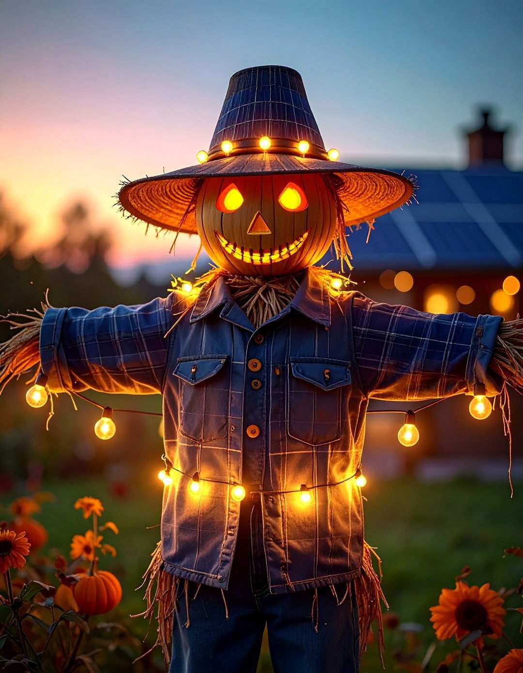 Solar Powered LED Light Scarecrow - 20 Garden Scarecrow Ideas