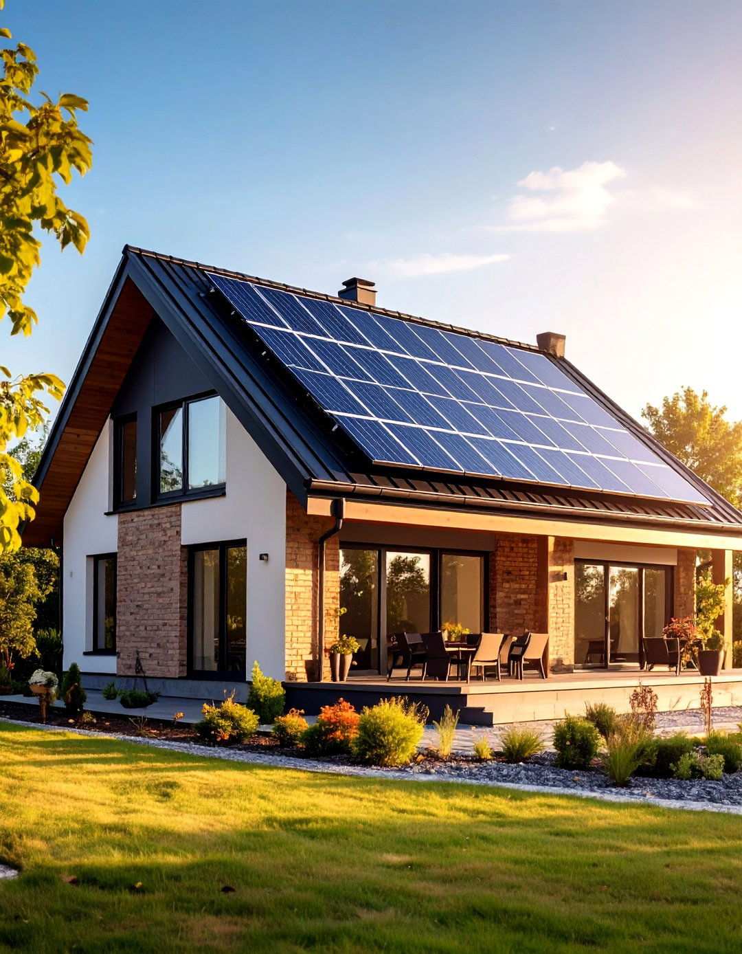 Solar Ready Rooflines over Beige Brick - 20 Beige Brick Exterior Home Ideas