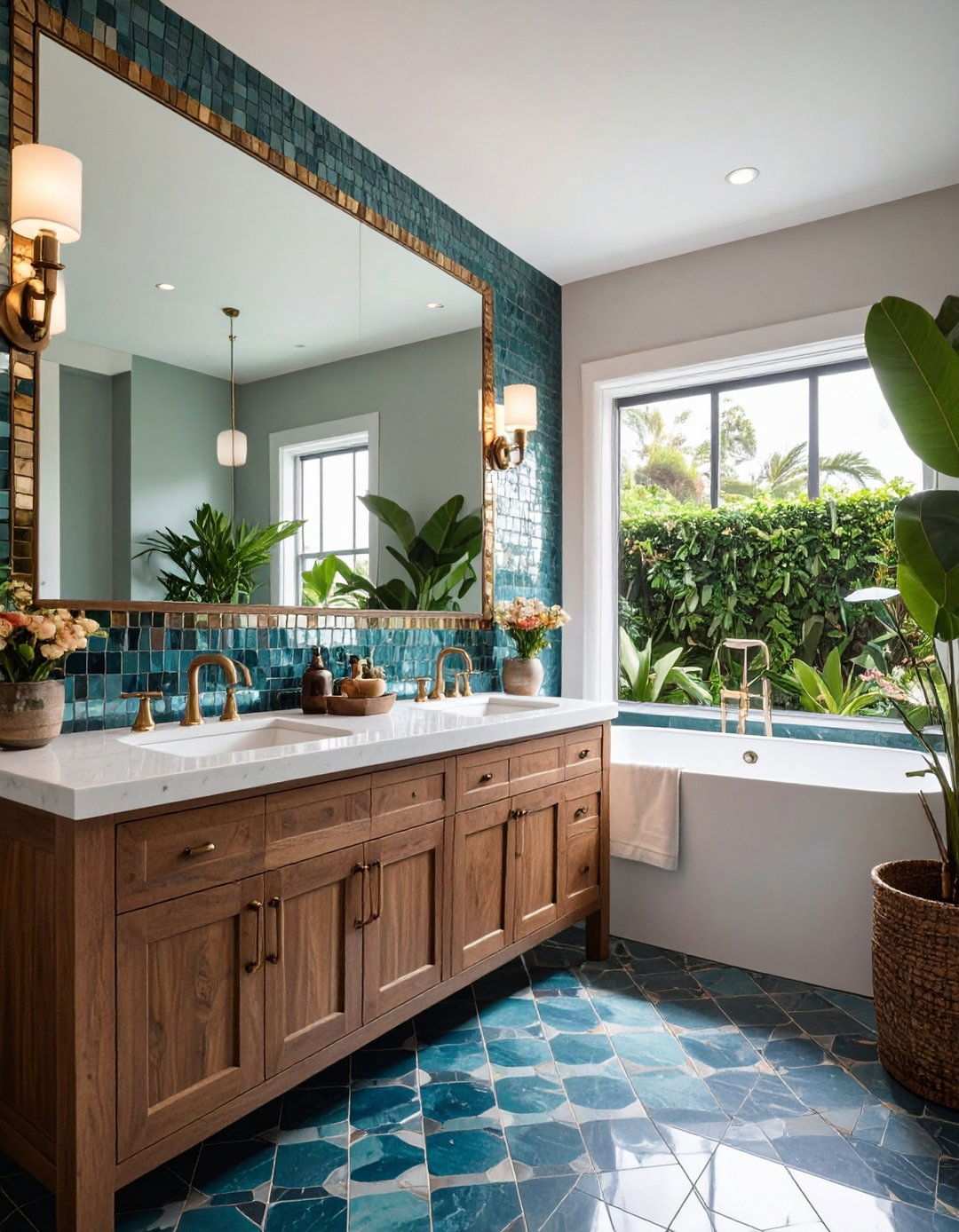 Space Enhancing Mirrored Tile Backsplash - 20 Bathroom Backsplash Ideas