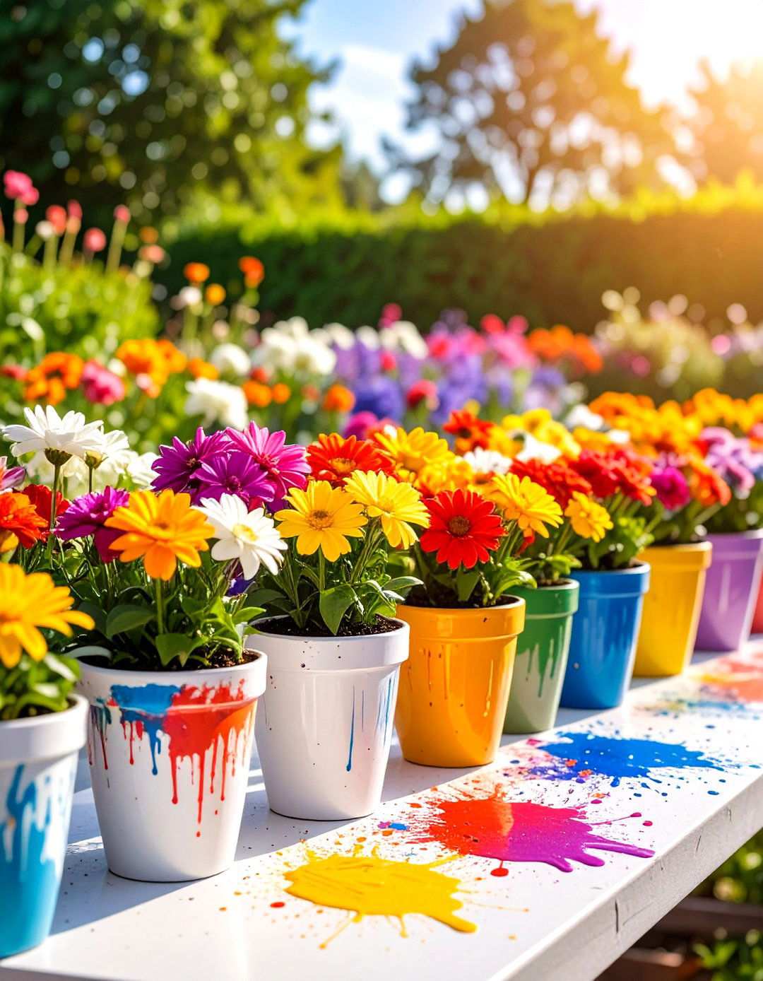 Splatter Painted Pot Artistic Chaos - 20 Painted Pot Ideas