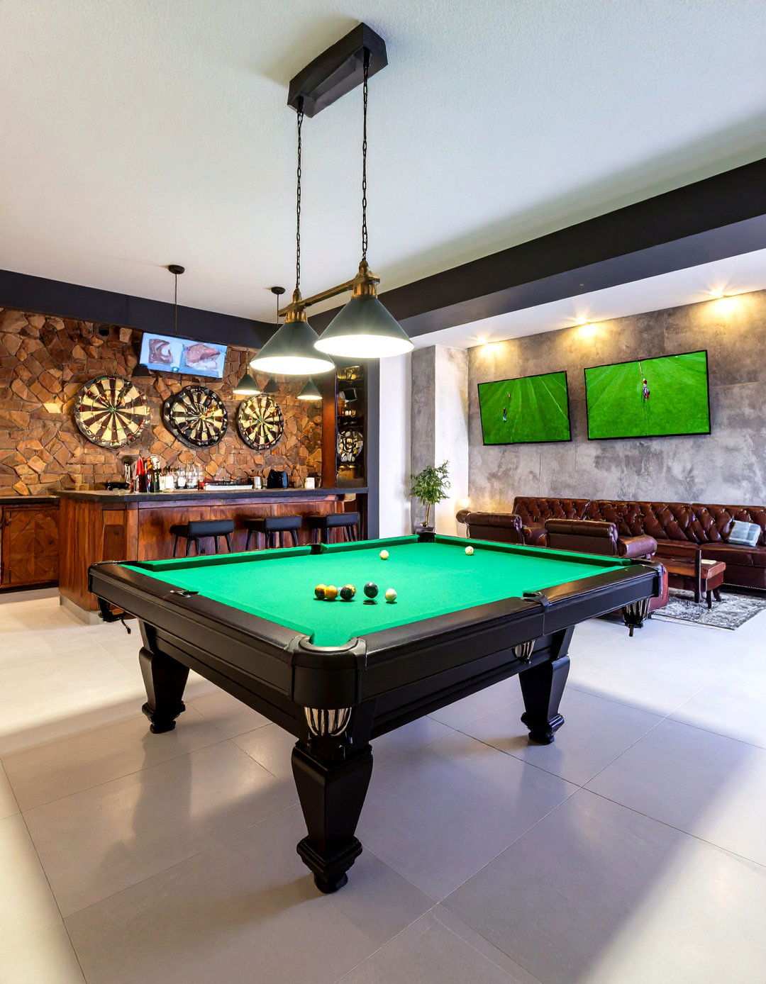 Sports Themed Basement Lounge - 20 Basement Game Room Ideas