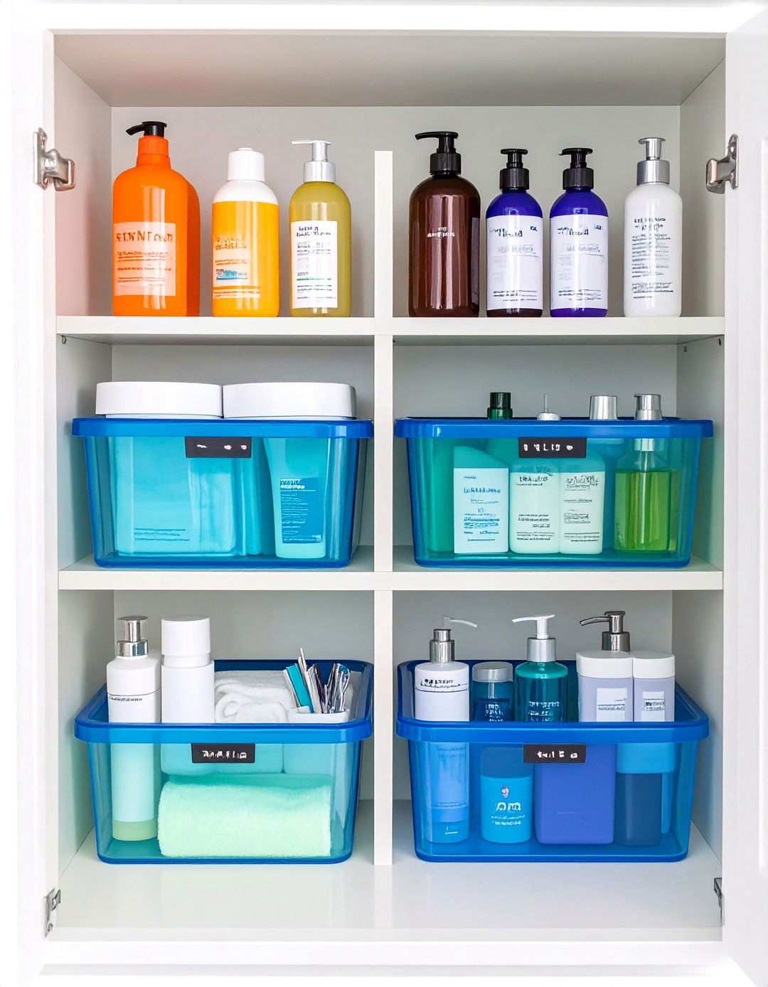 Stackable Bins Streamline Vanity Bathroom Storage - 20 Bathroom Storage Ideas