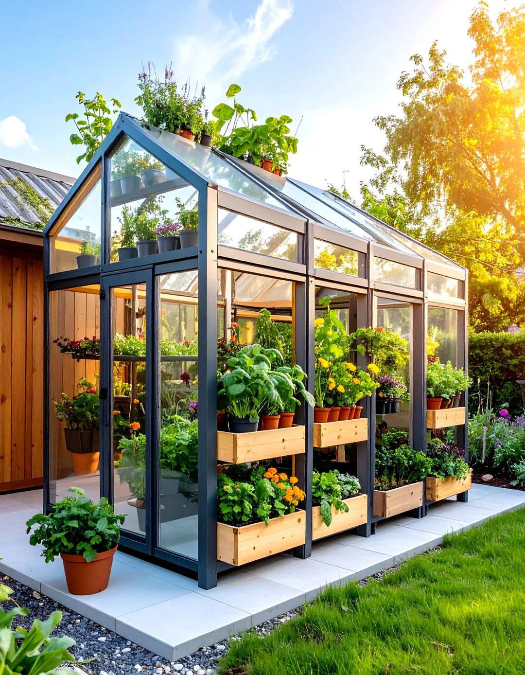 Stackable Corner Greenhouse Modules - 20 Corner Greenhouse Ideas