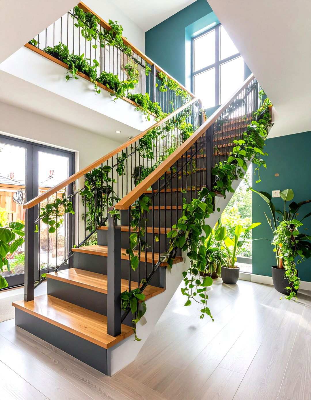 Staircase Plant Trailing Display Systems for Decorating With Plants - 20 Ways Decorating With Plants