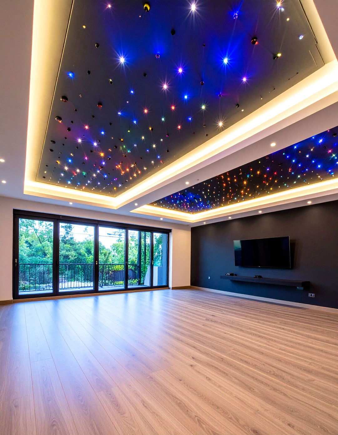 Star Ceiling Panels Turn a Black Gaming Room Cosmic - 20 Black Gaming Room Ideas