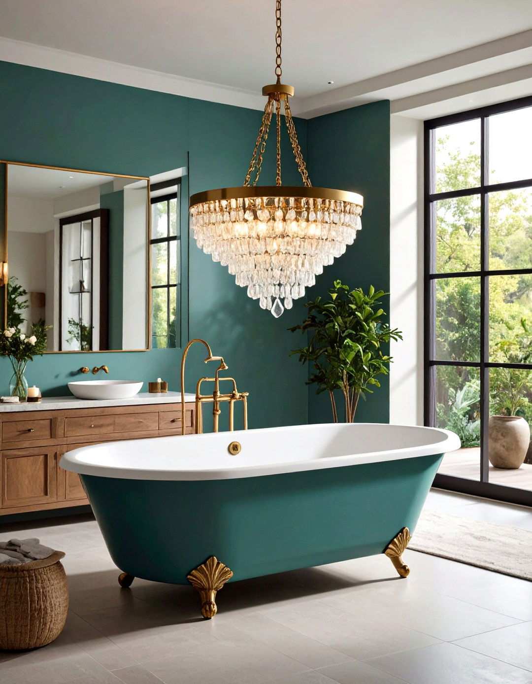 Statement Chandelier Bathroom Lighting Above the Tub - 20 Bathroom Lighting Ideas