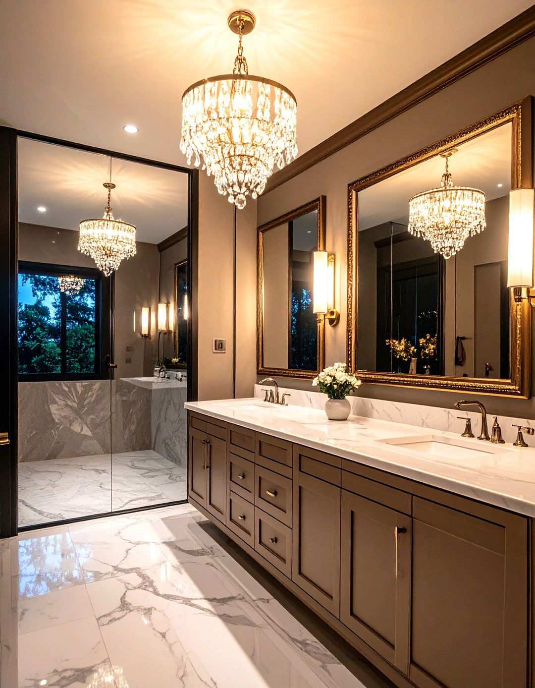 Statement Chandeliers to Cap Your Mirror Lighting Scheme - 20 Bathroom Lighting Ideas Over Mirror