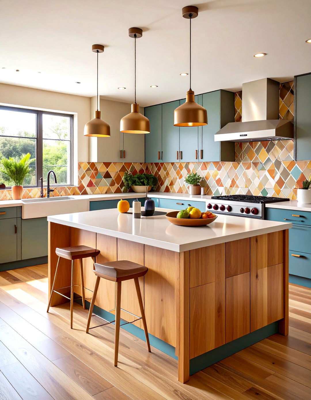 Statement Tile Backsplash Drama Kitchen - 20 70s Kitchen Ideas