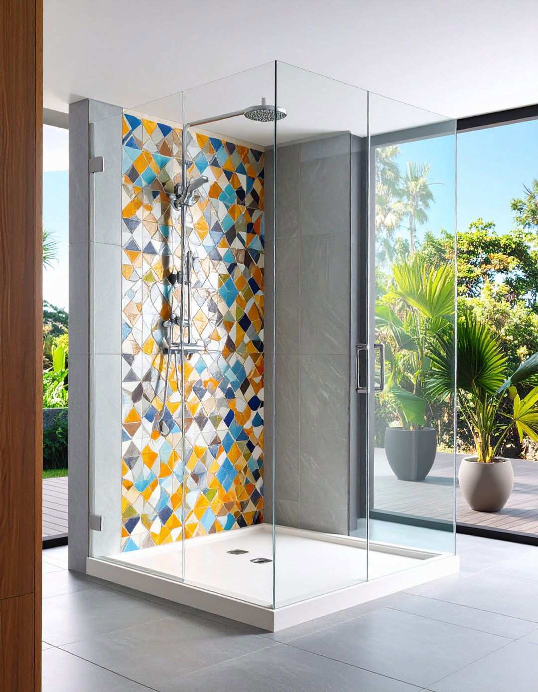 Statement Tile Shower Wall - 20 Bathroom Shower Ideas