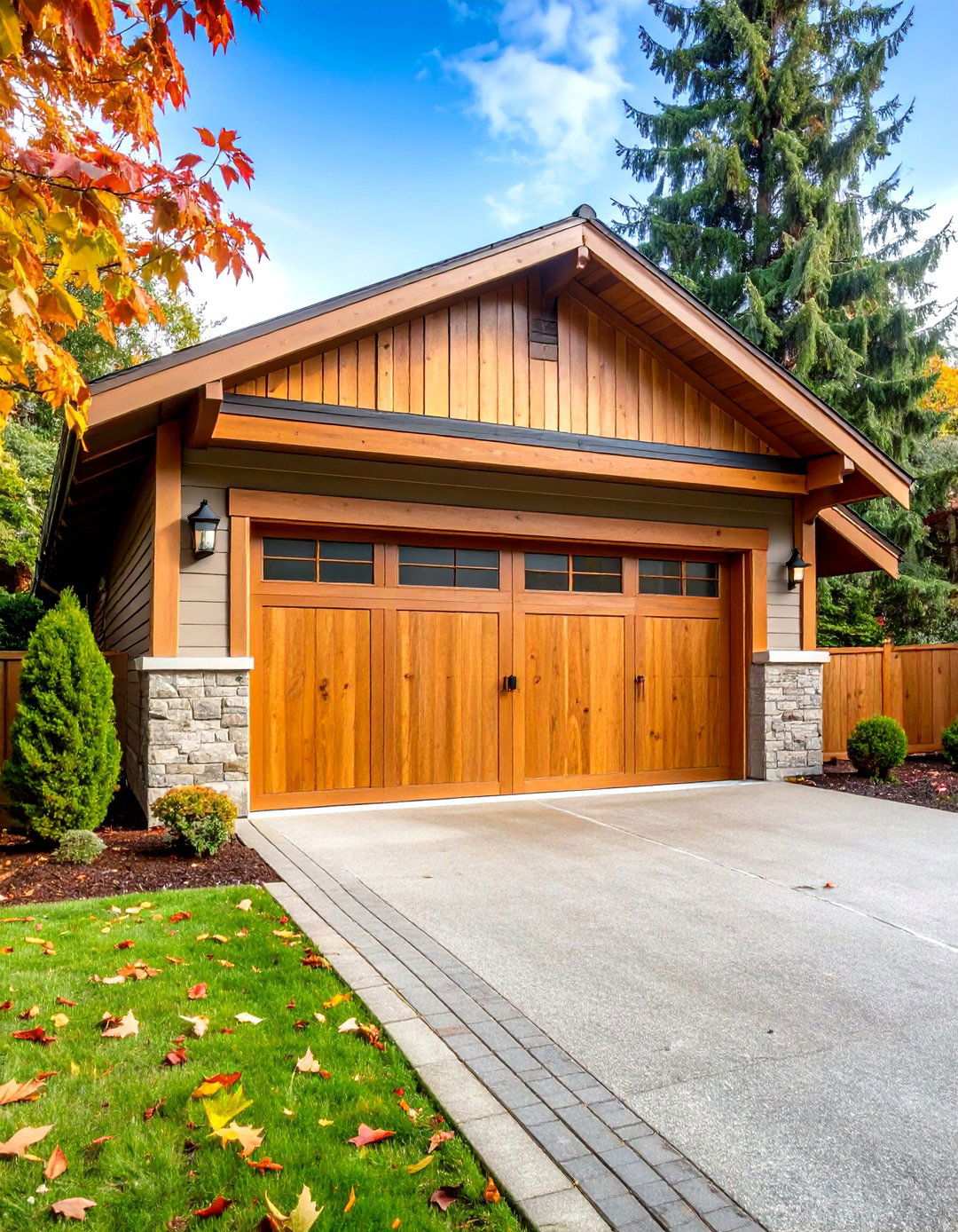Statement Wooden Garage Doors on a Black Home - 20 Black House With Wood Accents