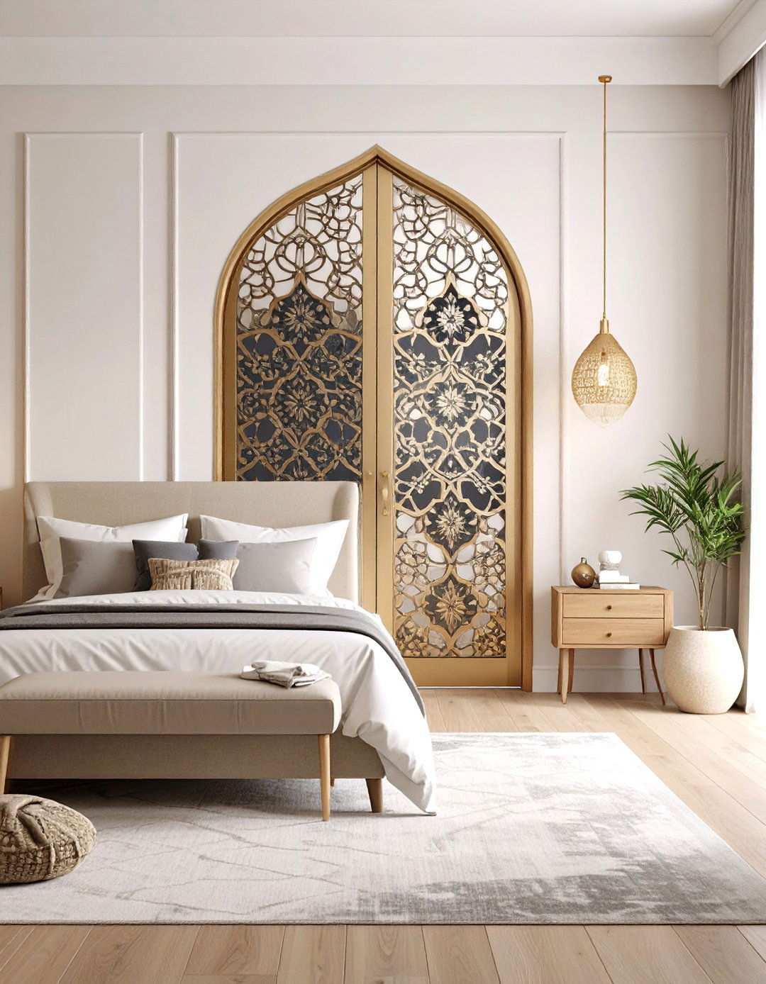 Stenciled Motifs to Personalize a Bedroom Door - 20 Bedroom Door Decorating Ideas