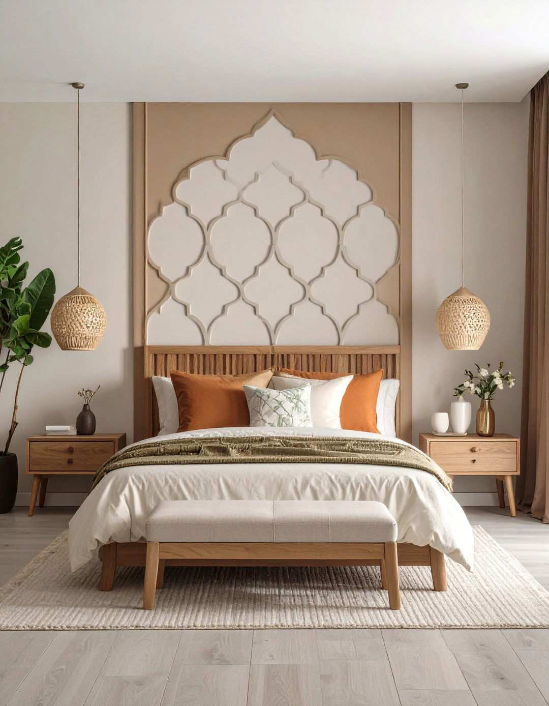 Stenciled Pattern Bedroom Wall Painting - 20 Bedroom Wall Painting Ideas