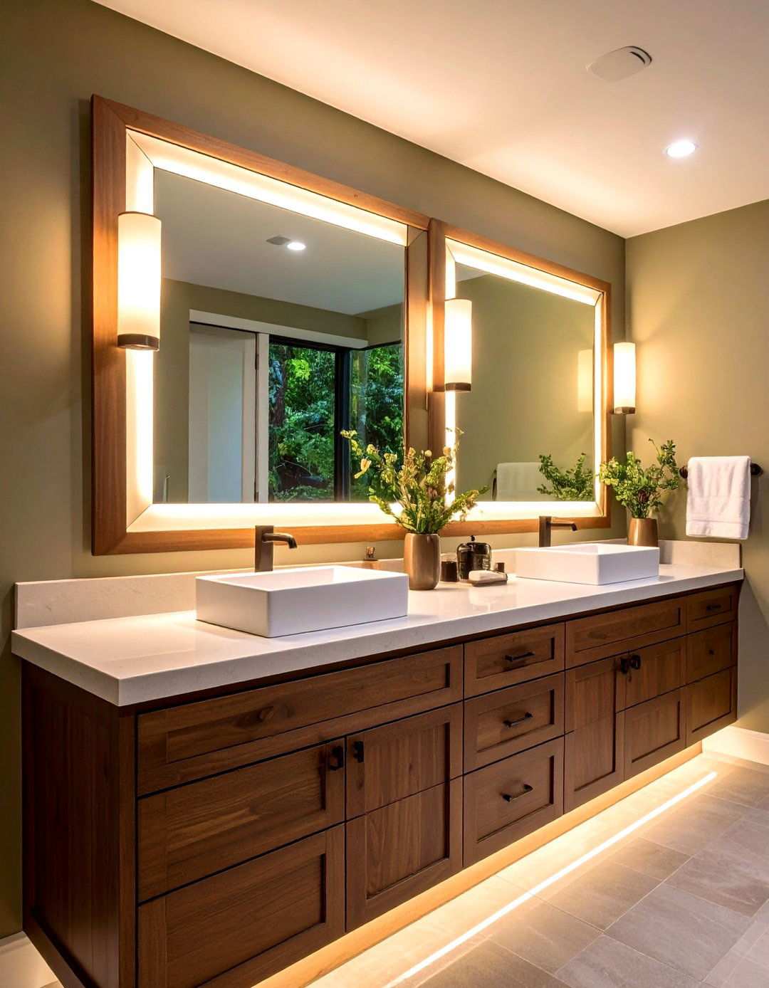 Strategic Lighting and Mirrors Amplify Bathroom Space - 20 Bathroom Staging Ideas