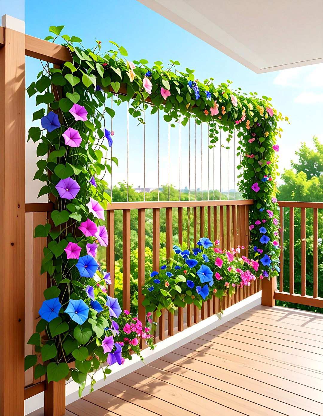 String Balcony Trellis for Minimalist Growing - 20 Balcony Trellis Ideas