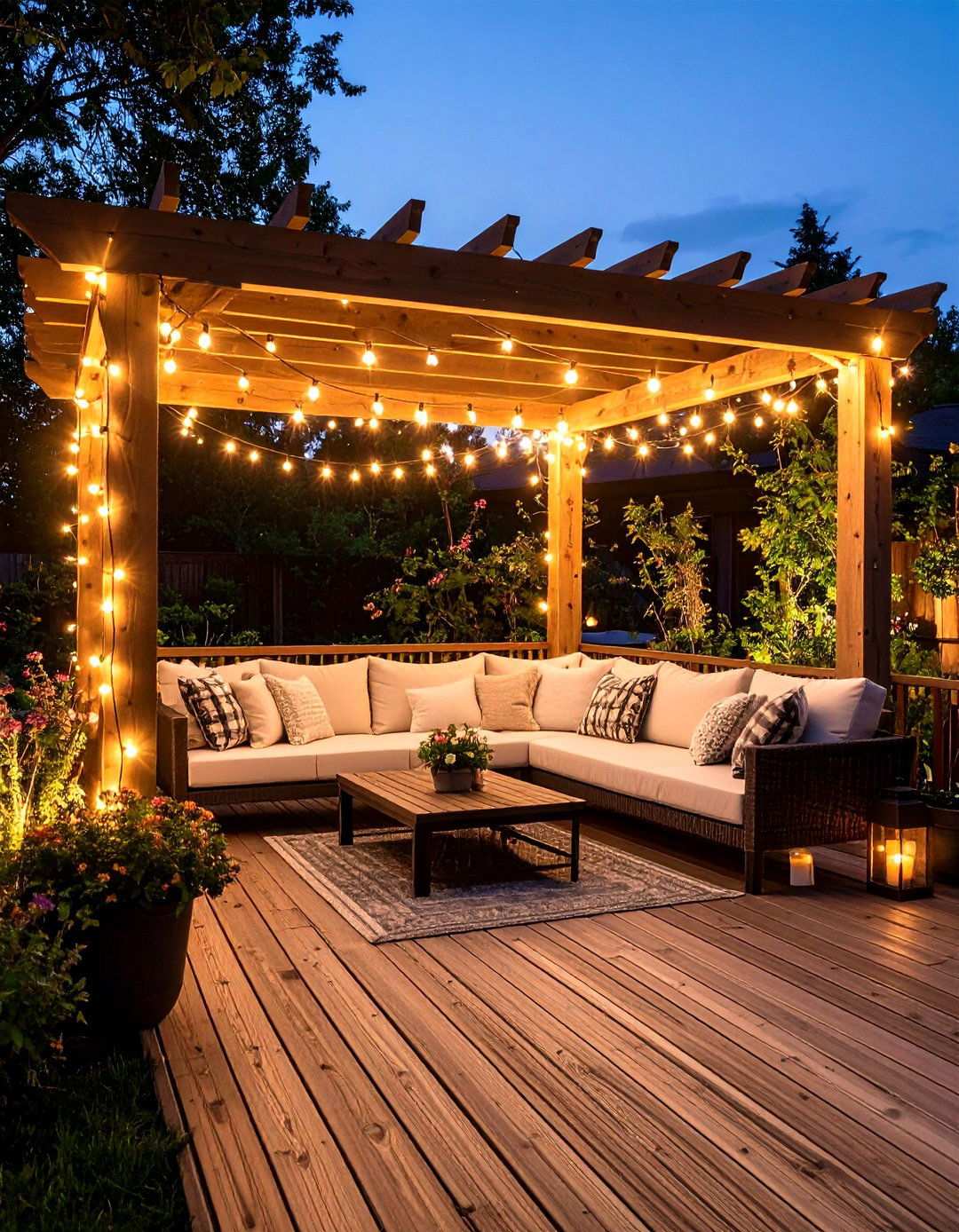 String Light Deck Ambiance - 20 Backyard Deck Ideas on a Budget