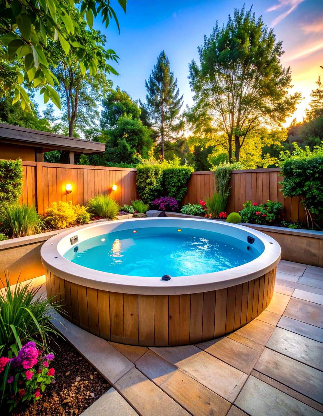 Sunken Hot Tub Design for Enhanced Privacy - 20 Backyard Hot Tub Privacy Ideas