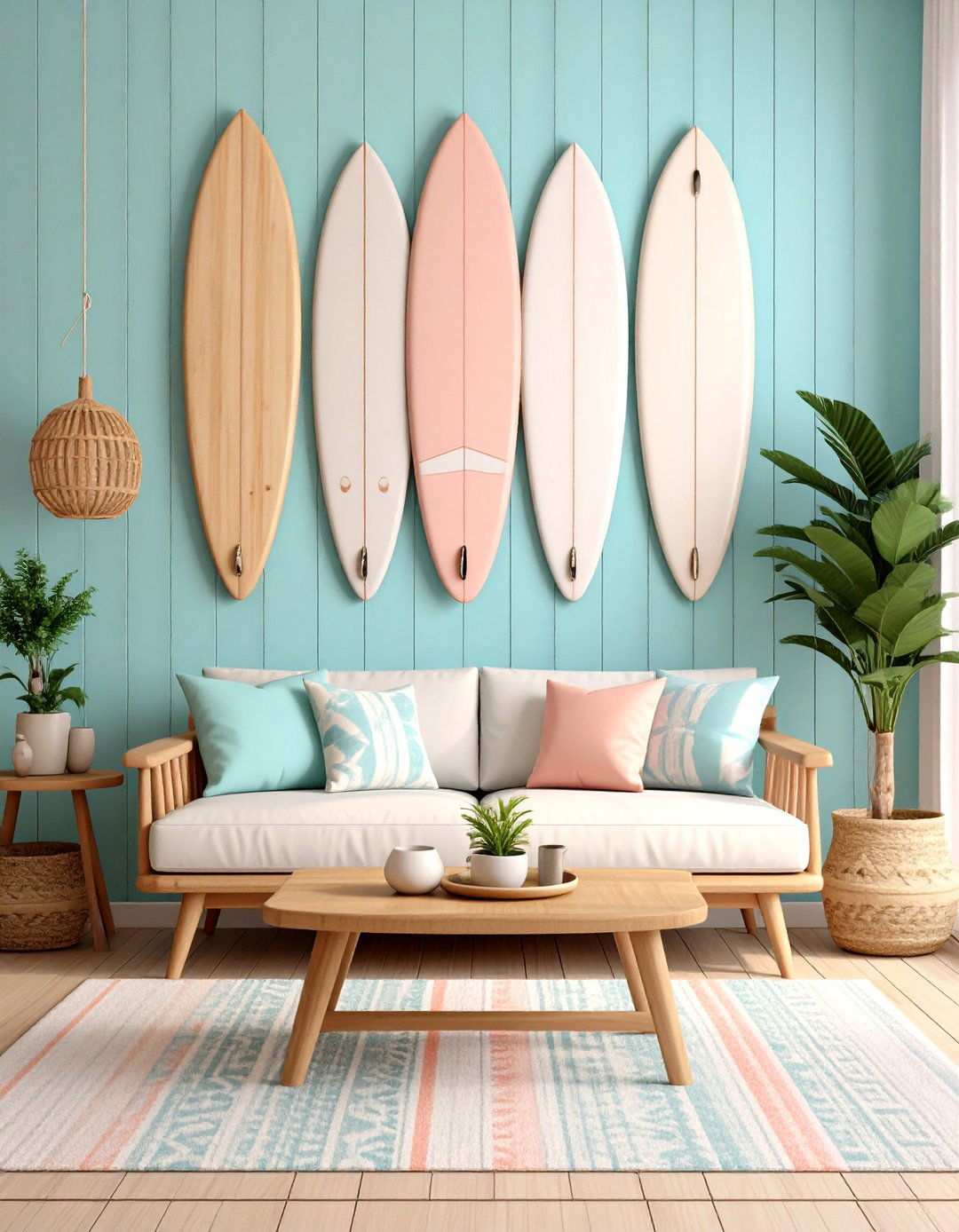 Surfboard Art Energizes Beach House Decor - 20 Beach House Decor Ideas