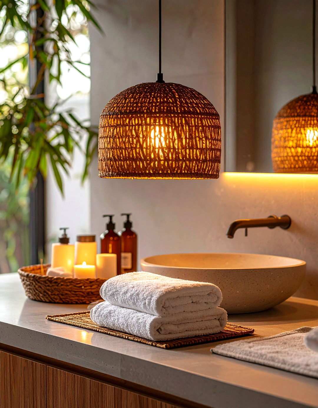 Sustainable Bamboo Bathroom Pendant Lighting for Eco Conscious Design - 20 Bathroom Pendant Lighting Ideas