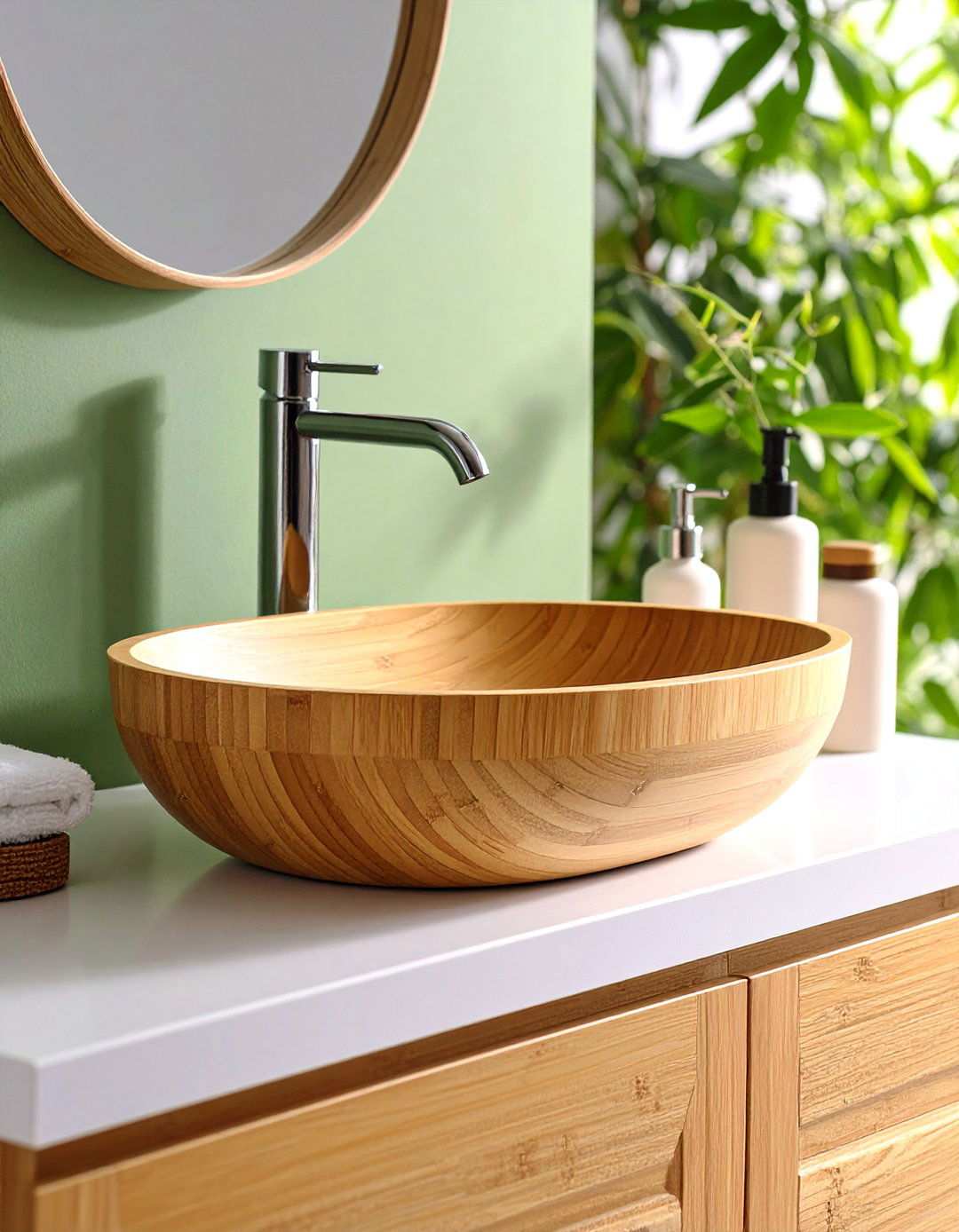 Sustainable Bamboo Bathroom Sink for Eco Warmth - 20 Bathroom Sink Ideas