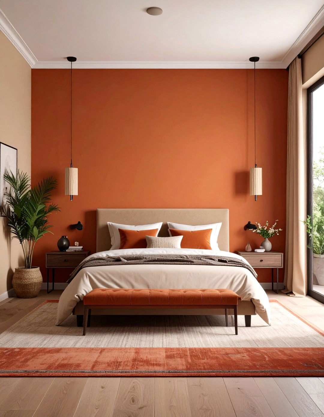 Terracotta and Clay Beige Bedroom Painting Warmth - 20 Bedroom Painting Ideas With Two Colors