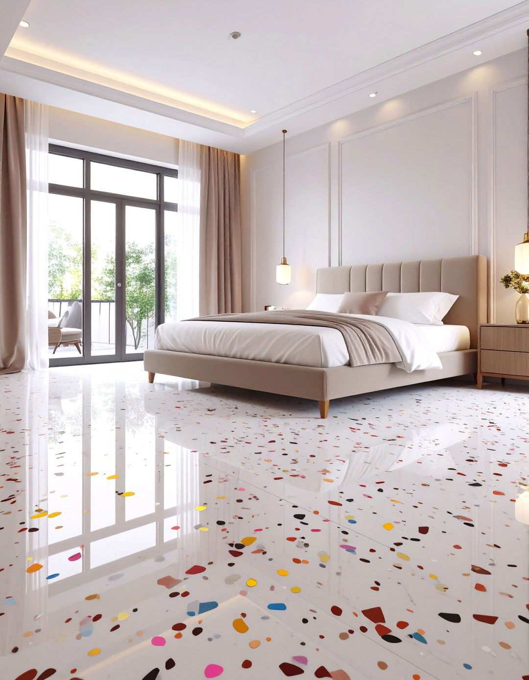 Terrazzo Bedroom Flooring for Sparkle and Strength - 20 Bedroom Flooring Ideas