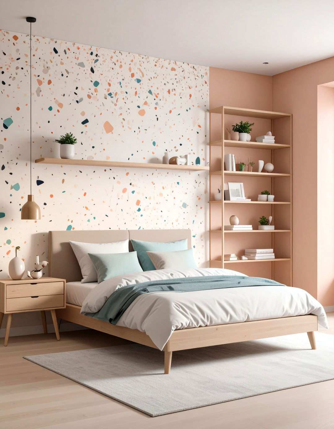 Terrazzo Bedroom Wallpaper for Playful Speckles - 20 Bedroom Wallpaper Ideas