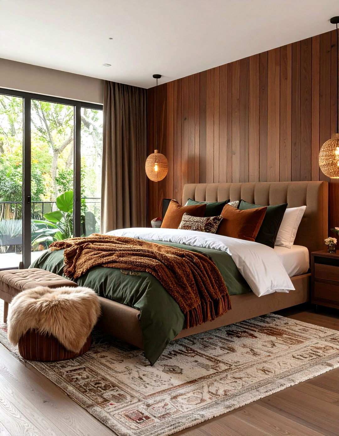 Texture Play Keeps a Black and Brown Bedroom Interesting - 20 Black and Brown Bedroom Ideas