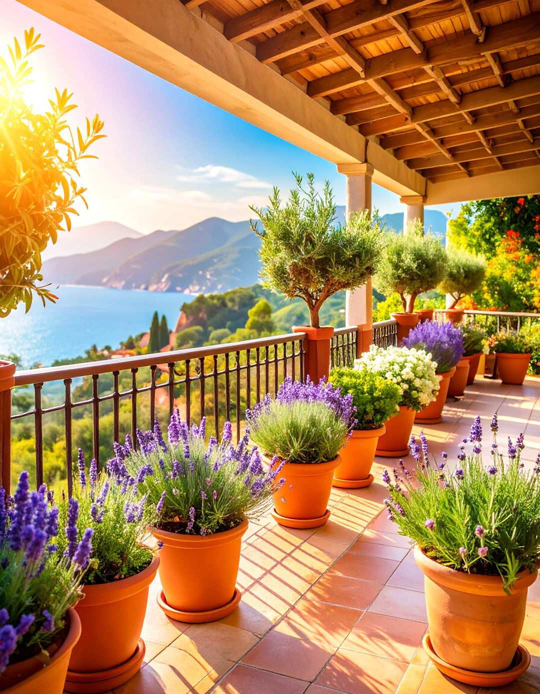 Themed Mediterranean Balcony Garden - 20 Balcony Garden Ideas
