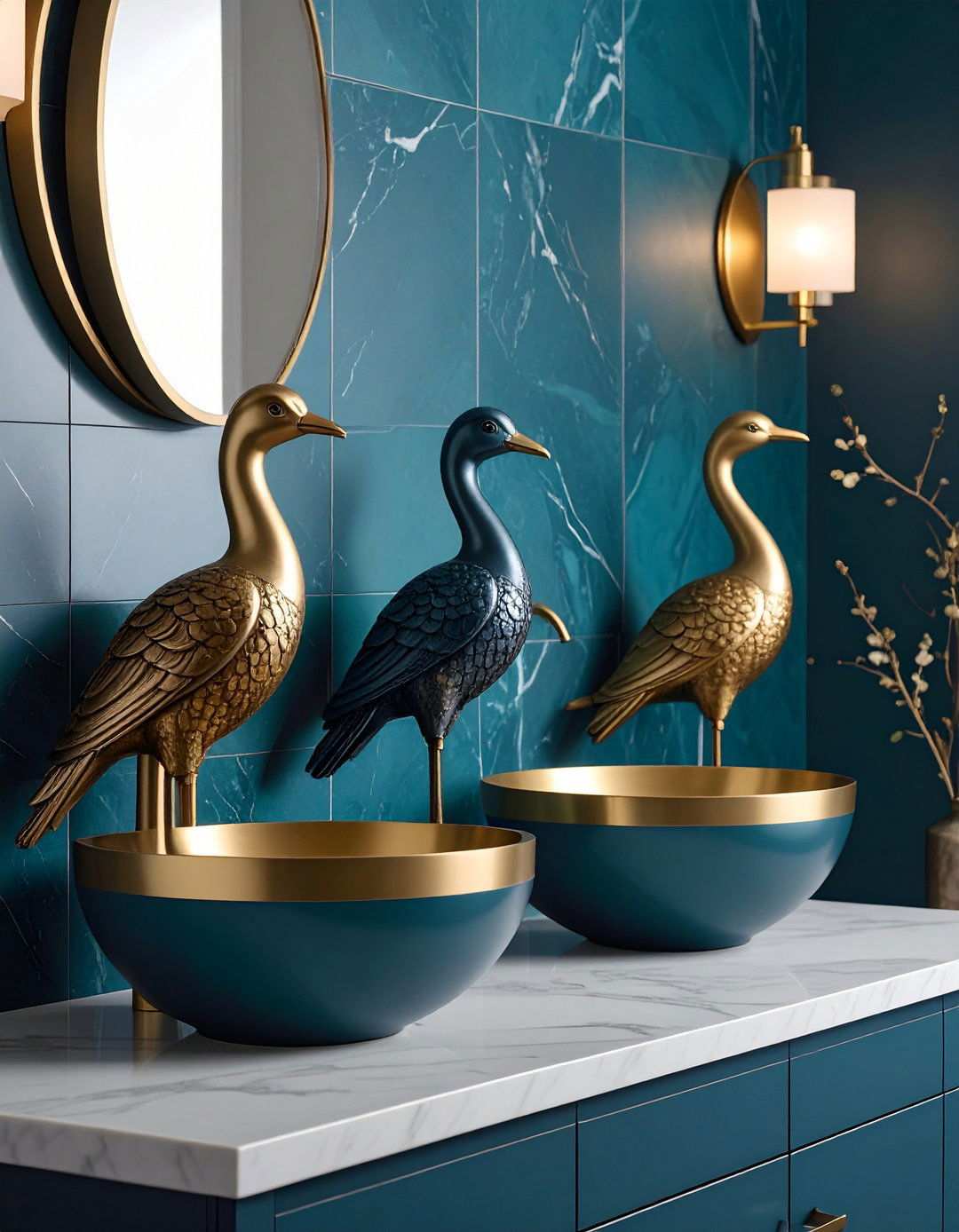 Three Dimensional Wall Sculptures for Added Texture - 20 Bathroom Art Ideas