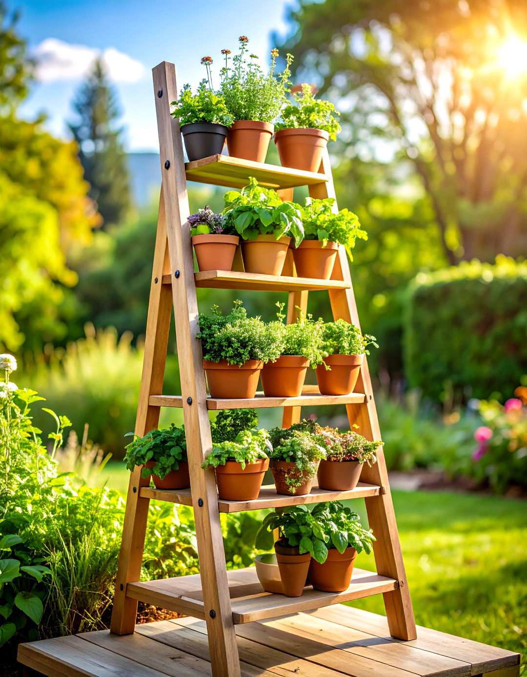 Tiered Ladder Planter Herb Garden Showcase - 20 Herb Garden Ideas