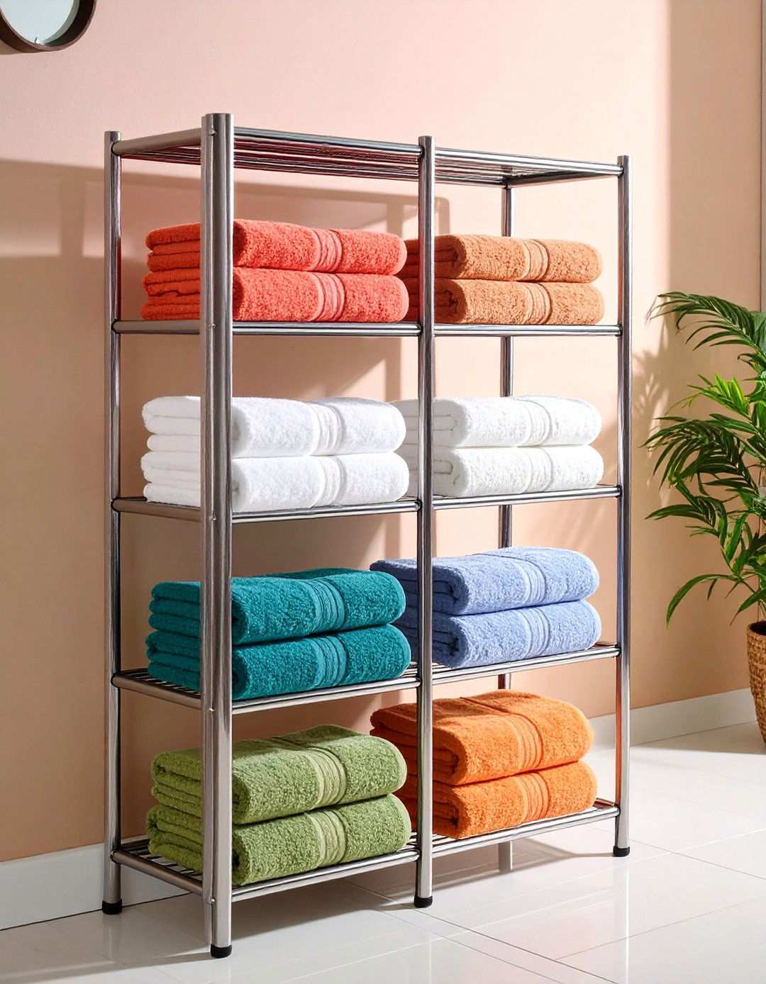 Tiered Towel Rack for Large Families - 20 Bathroom Towel Rack Ideas